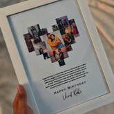 Customized Birthday Photo Frame with Heart Collage & Personal Message